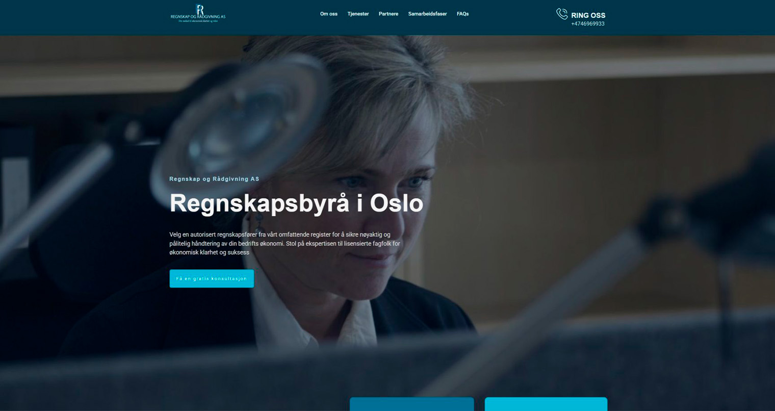 Utvikling av nettsted for det norske regnskapsfirmaet Regnskap og Rådgivning AS